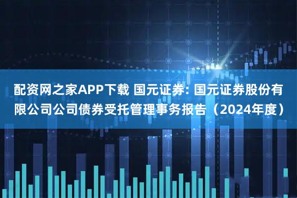 配资网之家APP下载 国元证券: 国元证券股份有限公司公司债券受托管理事务报告（2024年度）